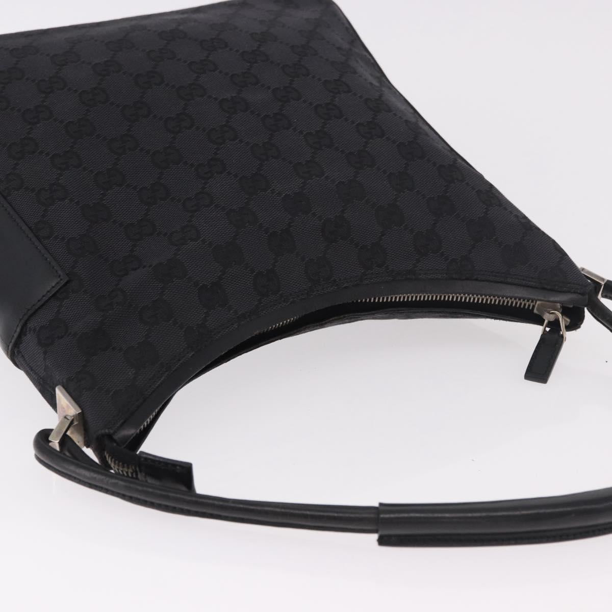 GUCCI GG Canvas Shoulder Bag Black Silver 001 3766 2123 Auth 184615
