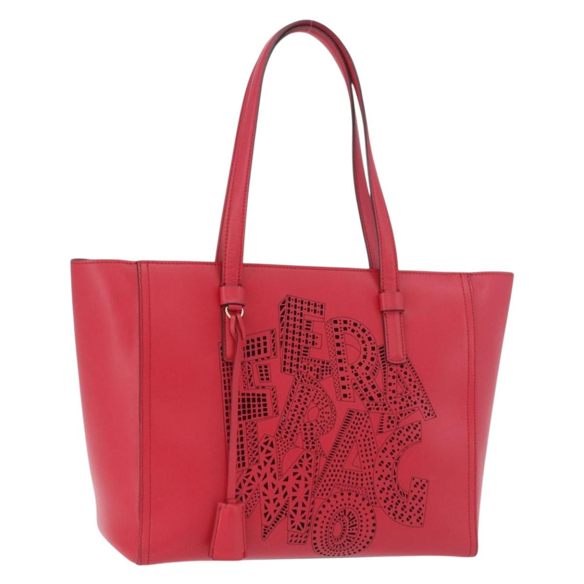 Salvatore Ferragamo Gancini Tote Bag Leather Pink Gold Auth 184616V