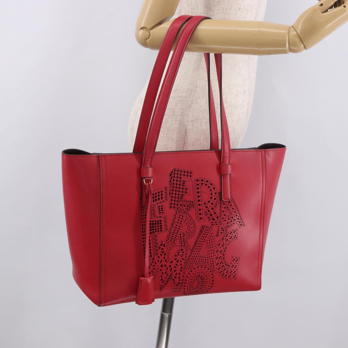 Salvatore Ferragamo Gancini Tote Bag Leather Pink Gold Auth 184616V