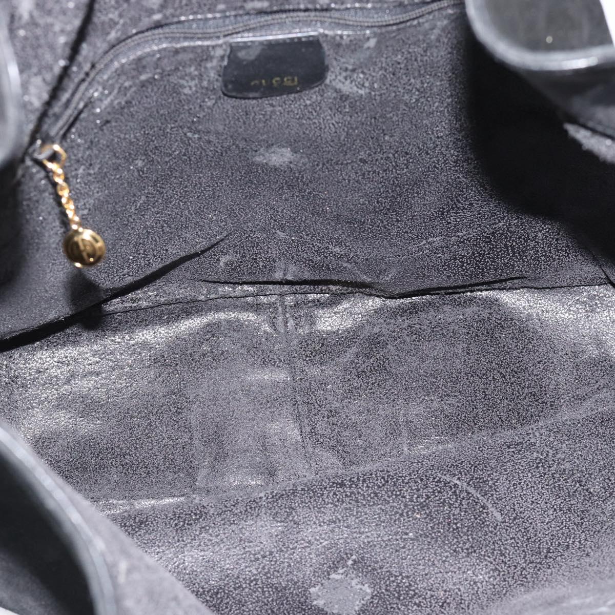 GUCCI Bamboo Shoulder Bag Suede 2way Black Gold 001 1577 2615 Auth 184617