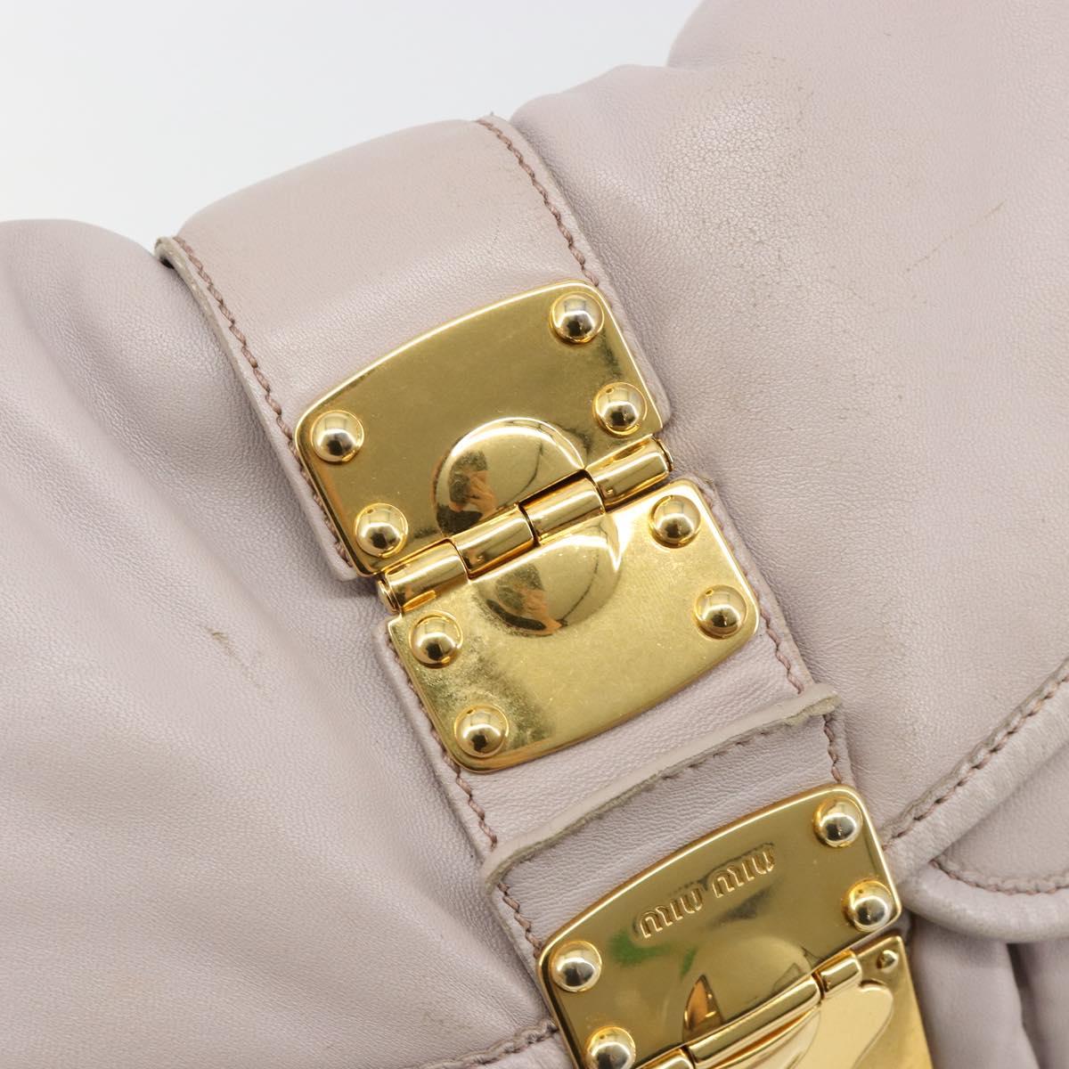 Miu Miu Matelasse Shoulder Bag Leather 2way Gold Purple gray Auth 184618A