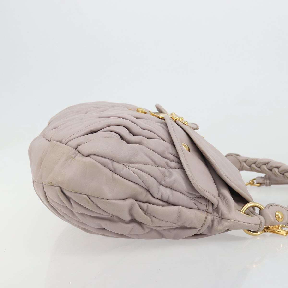 Miu Miu Matelasse Shoulder Bag Leather 2way Gold Purple gray Auth 184618A