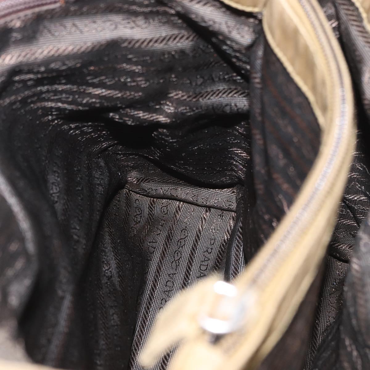 PRADA Tote Bag Nylon Brown Silver Auth 184619