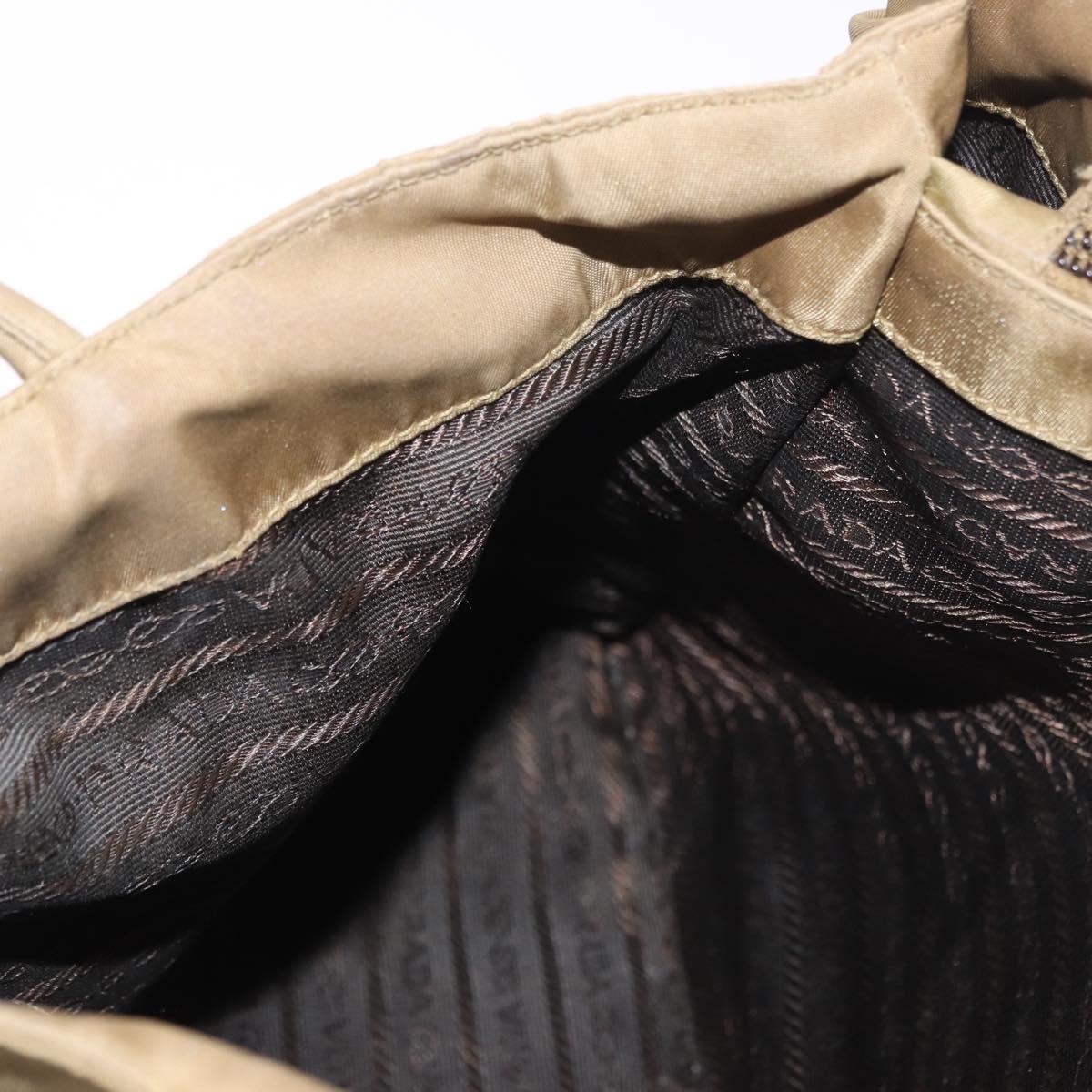 PRADA Tote Bag Nylon Brown Silver Auth 184619