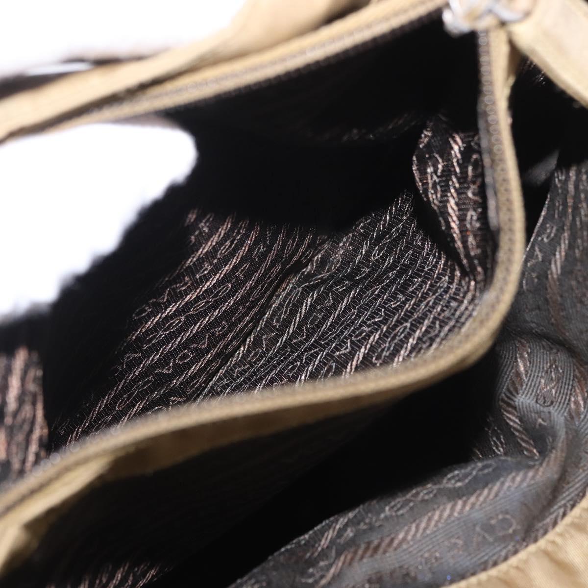 PRADA Tote Bag Nylon Brown Silver Auth 184619