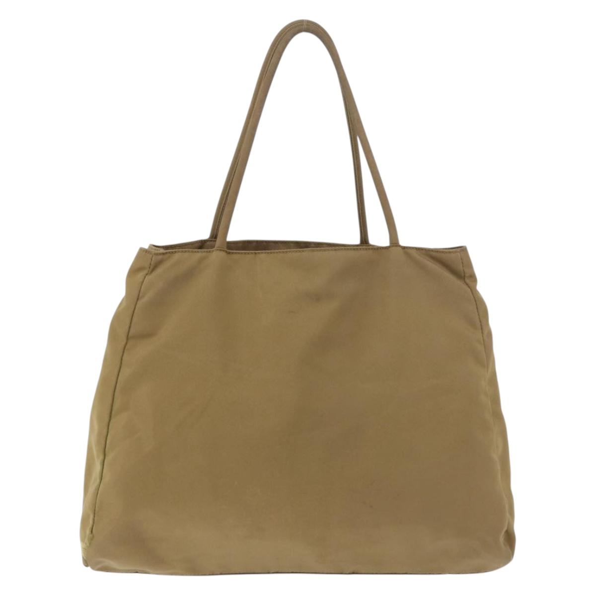 PRADA Tote Bag Nylon Brown Silver Auth 184619