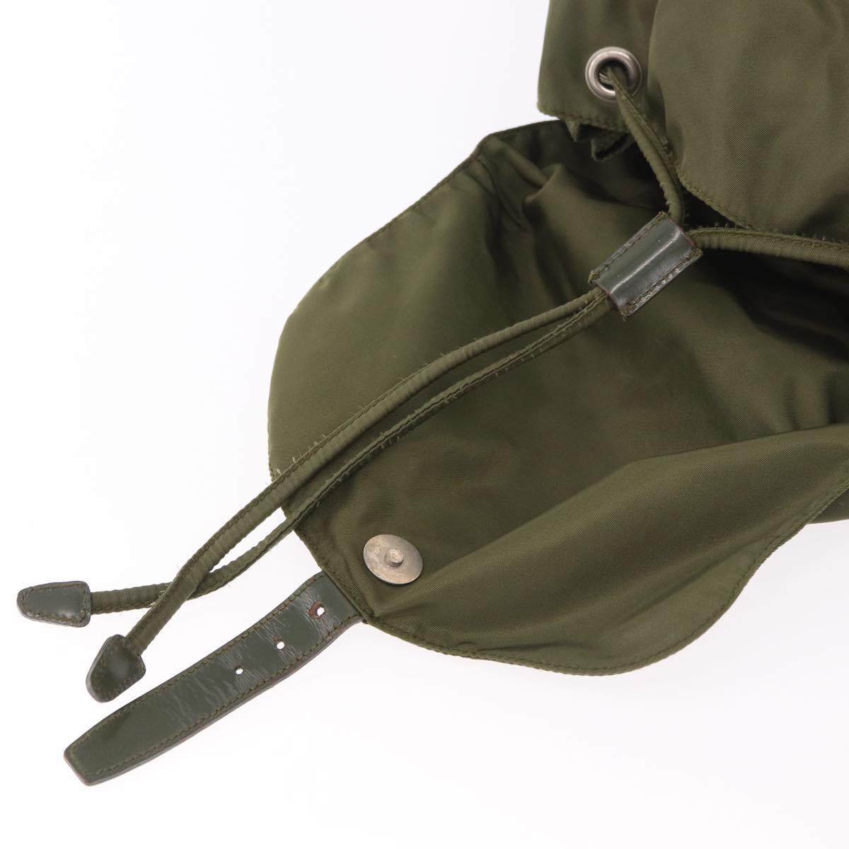 PRADA Backpack Nylon Khaki Silver Auth 184622A