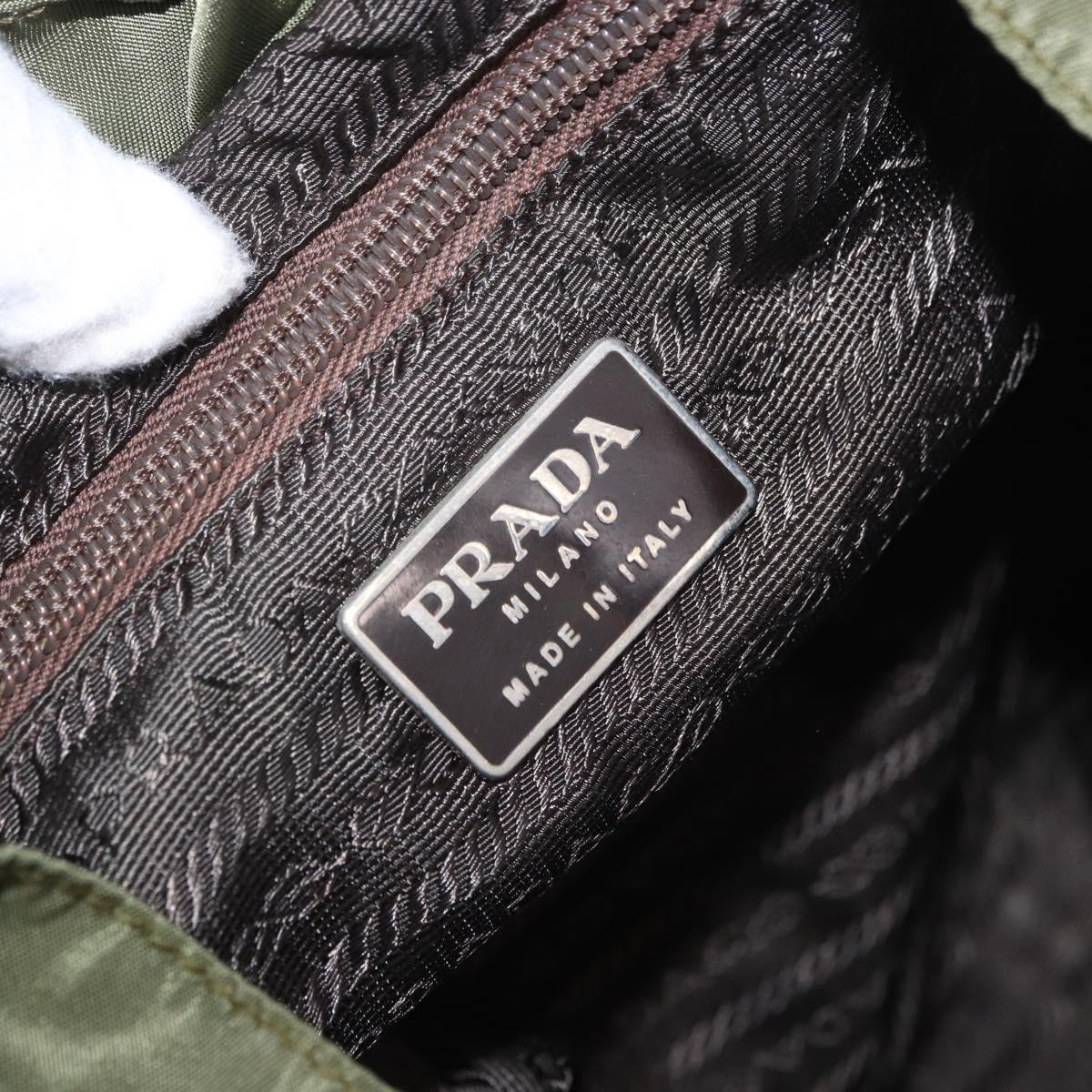 PRADA Backpack Nylon Khaki Silver Auth 184622A