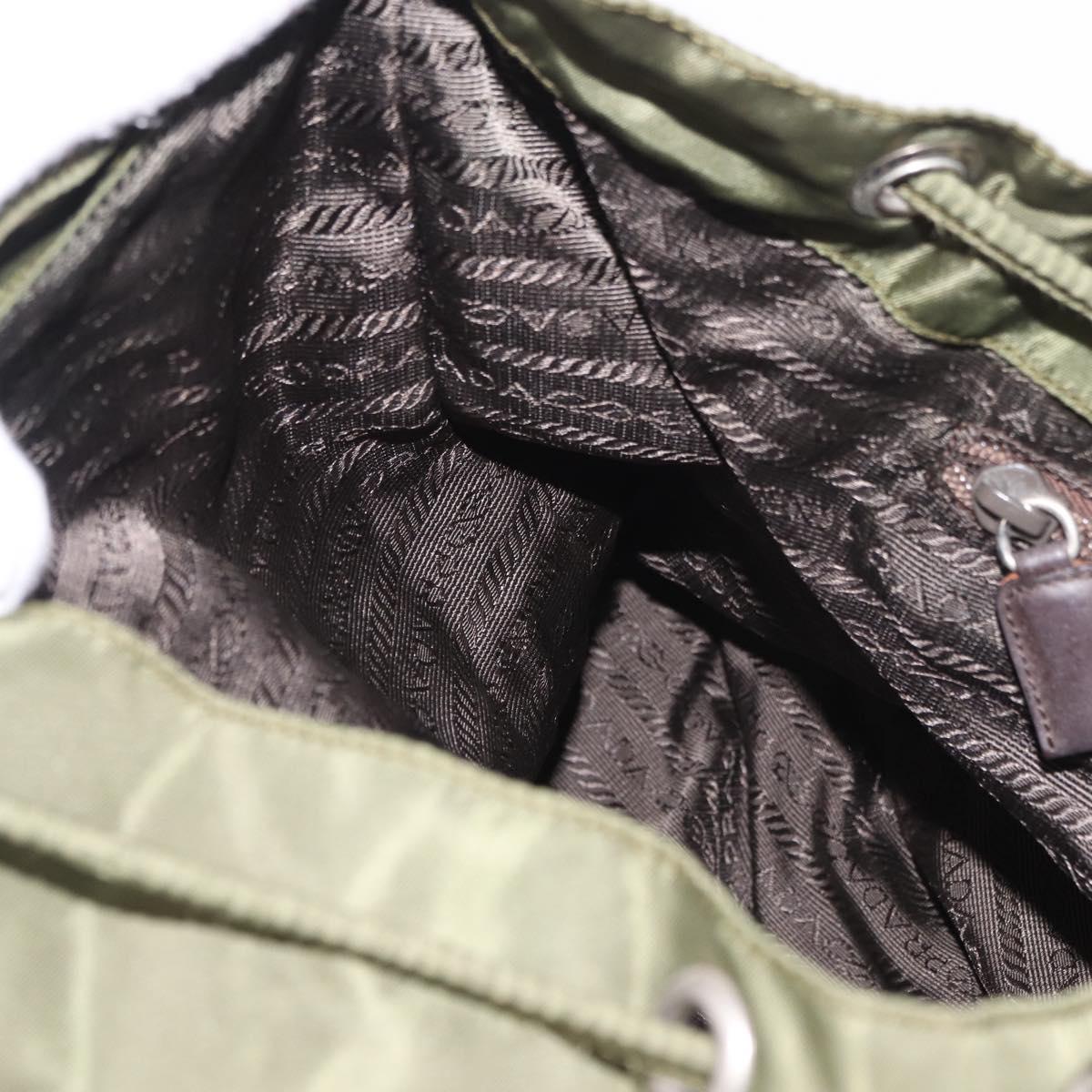 PRADA Backpack Nylon Khaki Silver Auth 184622A