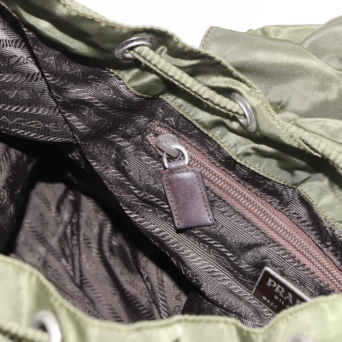 PRADA Backpack Nylon Khaki Silver Auth 184622A