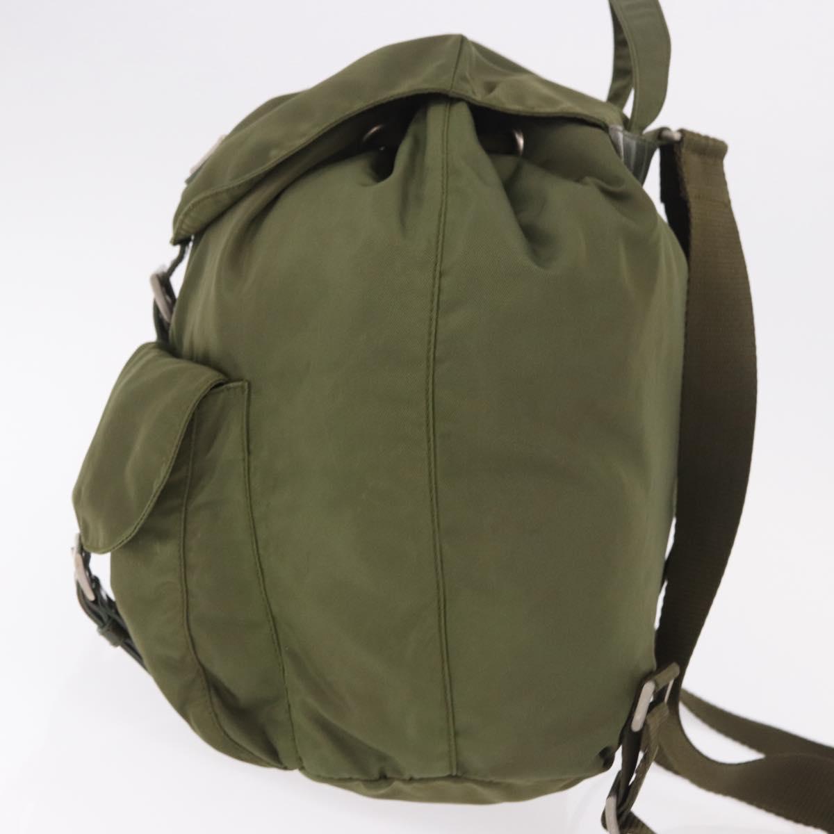 PRADA Backpack Nylon Khaki Silver Auth 184622A