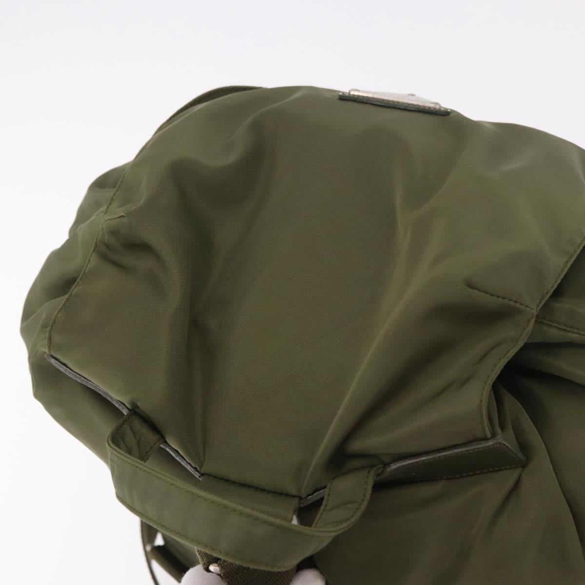 PRADA Backpack Nylon Khaki Silver Auth 184622A