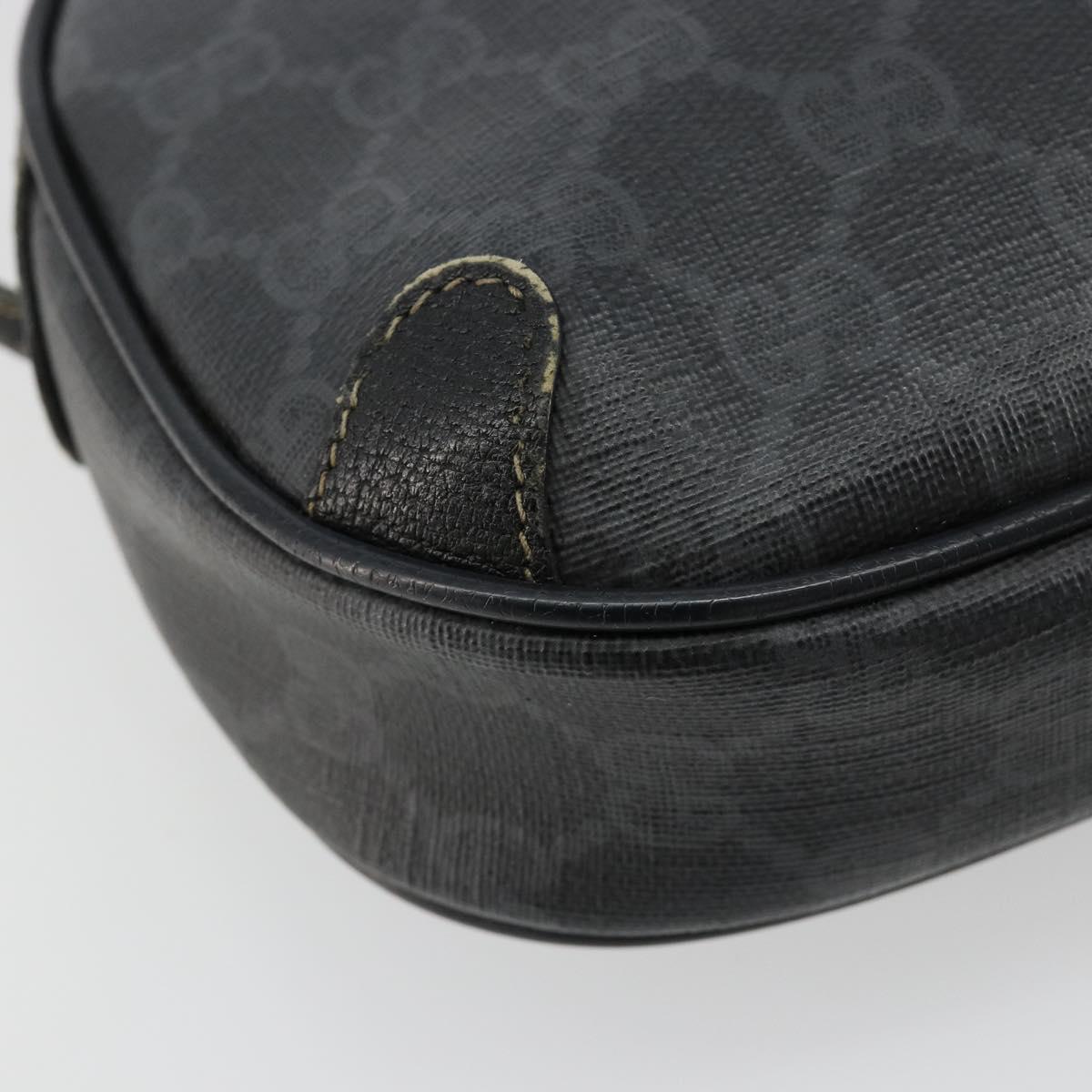 GUCCI GG Supreme Web Sherry Line Bag PVC Black Red 156 02 066 Auth 184624