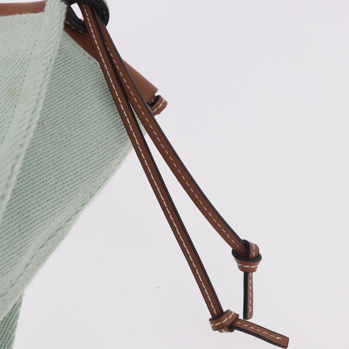 LOEWE Anagram Cushion Tote Bag Canvas Leather Mint Green Auth 184625M