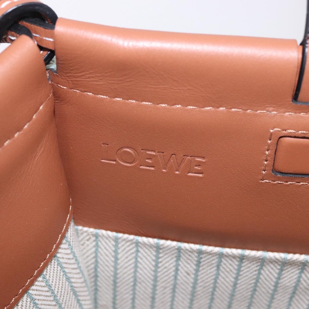 LOEWE Anagram Cushion Tote Bag Canvas Leather Mint Green Auth 184625M