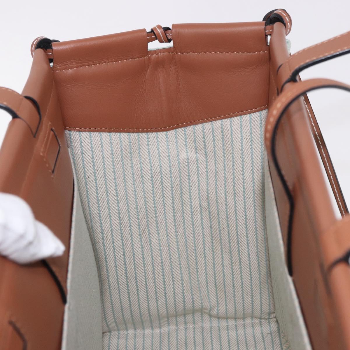 LOEWE Anagram Cushion Tote Bag Canvas Leather Mint Green Auth 184625M