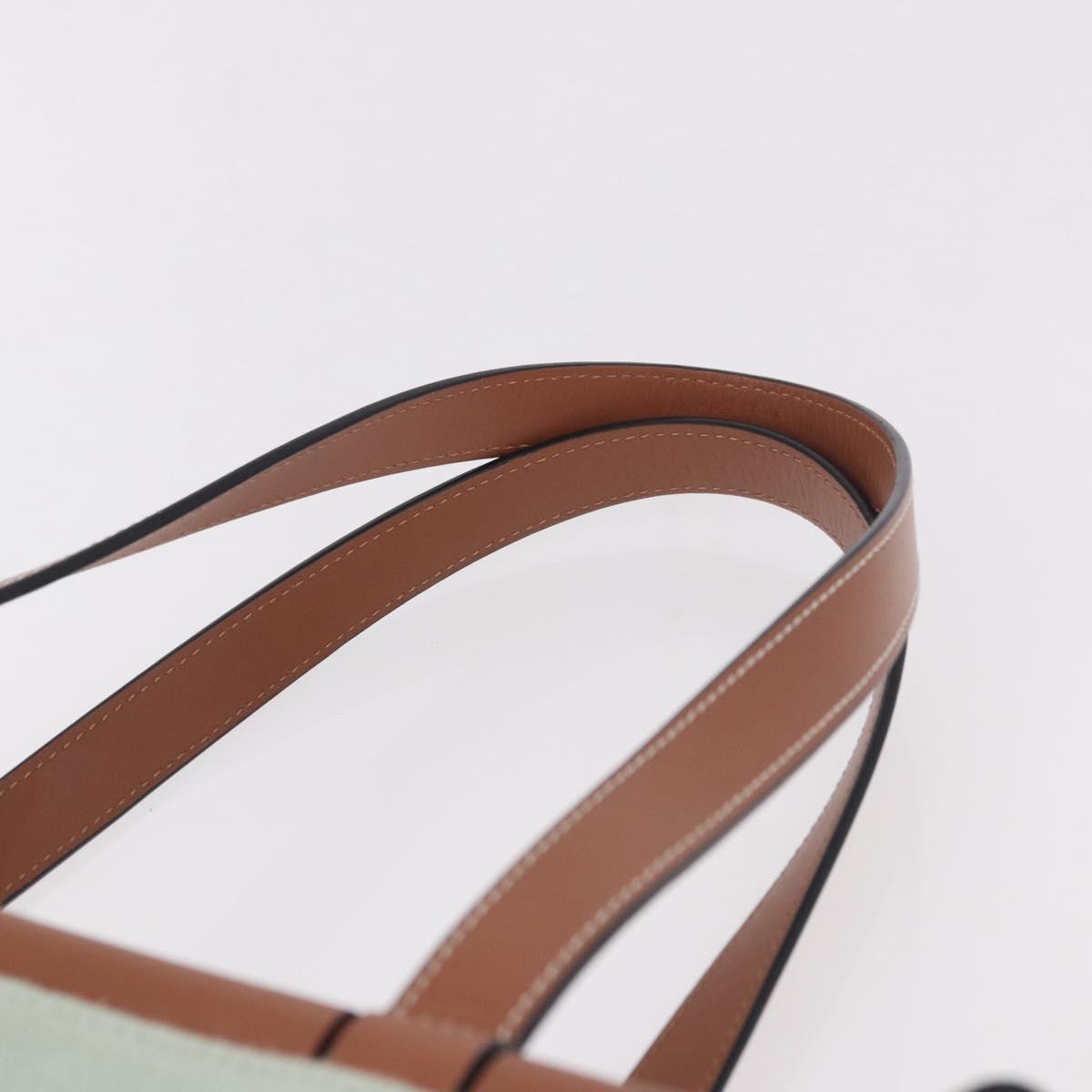 LOEWE Anagram Cushion Tote Bag Canvas Leather Mint Green Auth 184625M