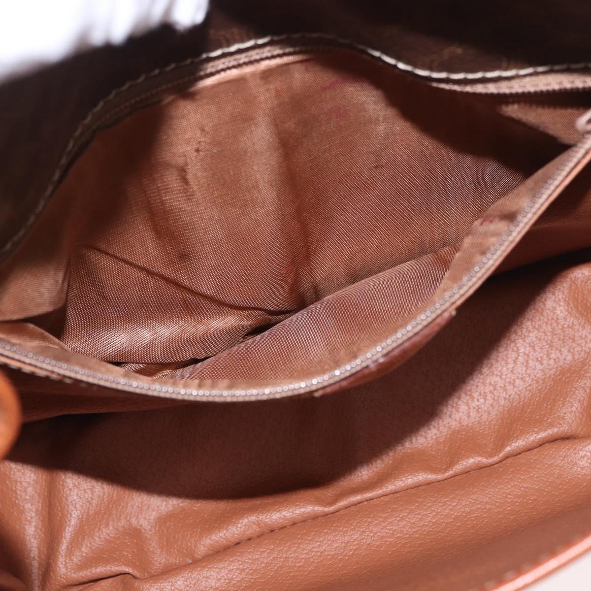 CELINE Macadam Canvas Circle Shoulder Bag PVC Leather Brown Gold Auth 184626