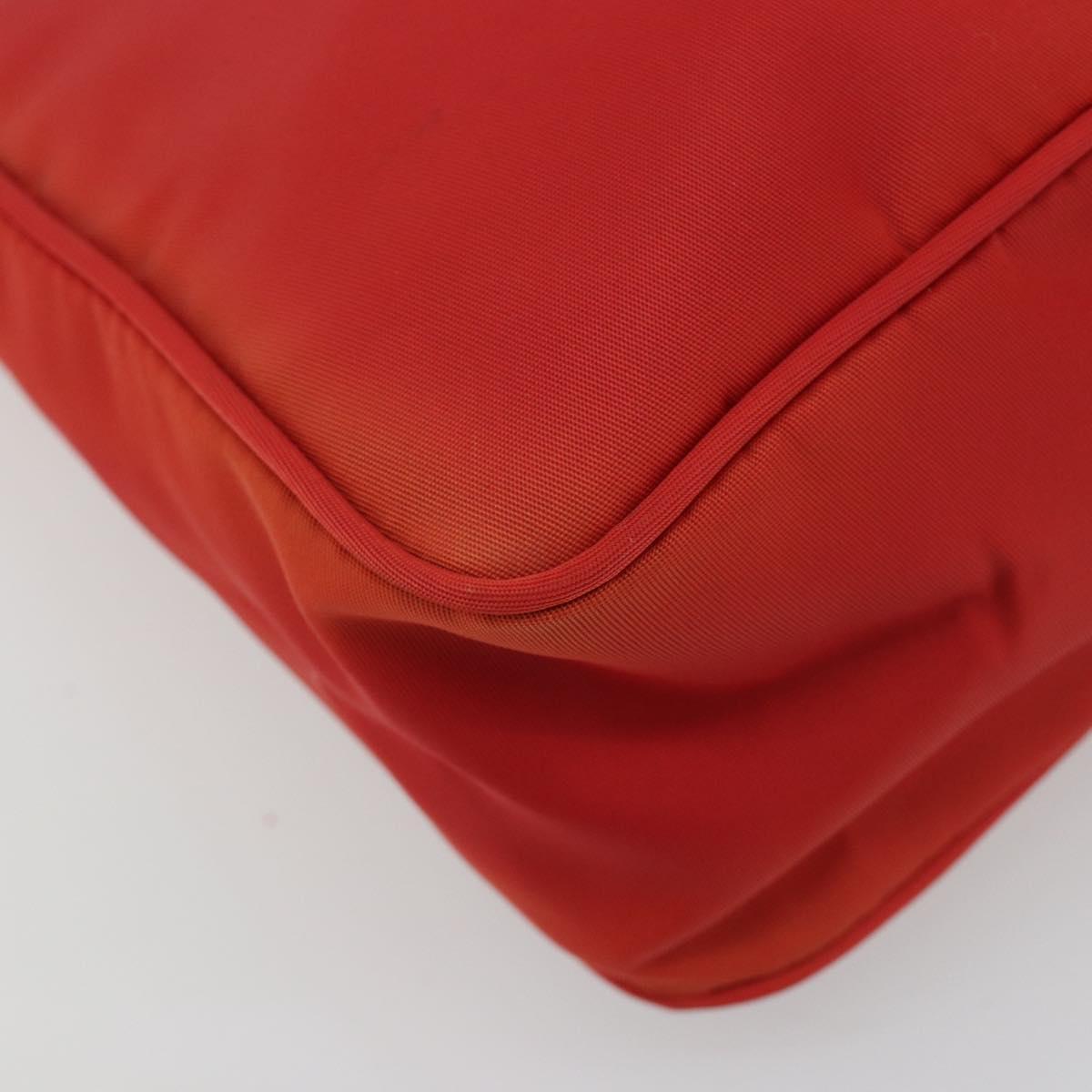 PRADA Hand Pouch Nylon Red Silver Auth 184627A