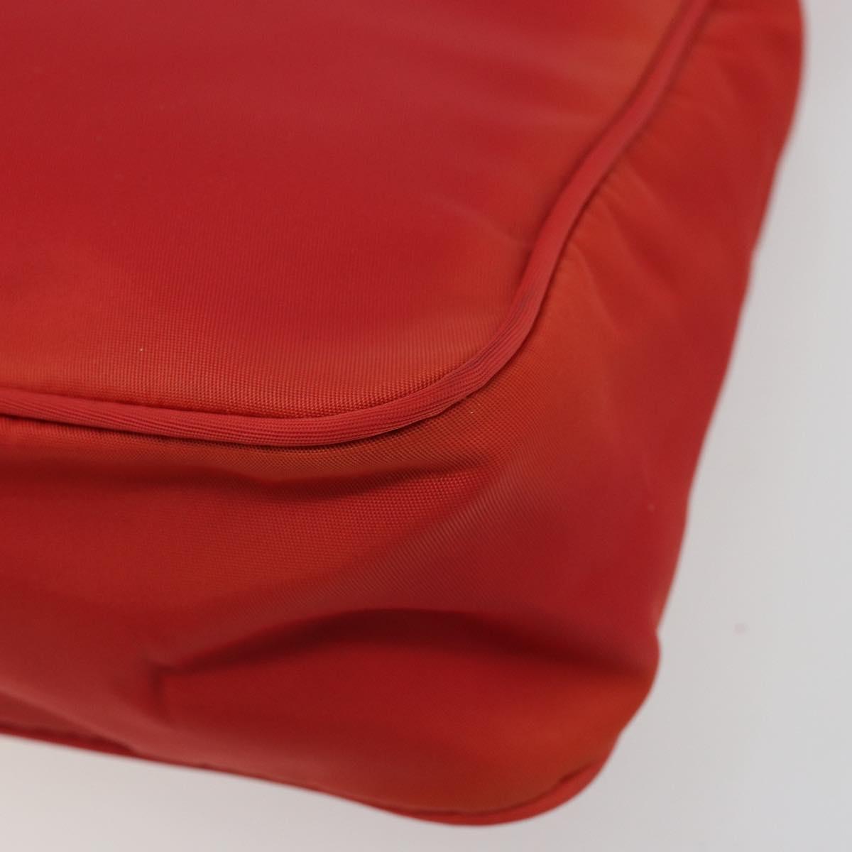 PRADA Hand Pouch Nylon Red Silver Auth 184627A