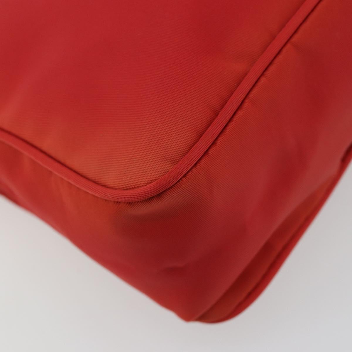 PRADA Hand Pouch Nylon Red Silver Auth 184627A