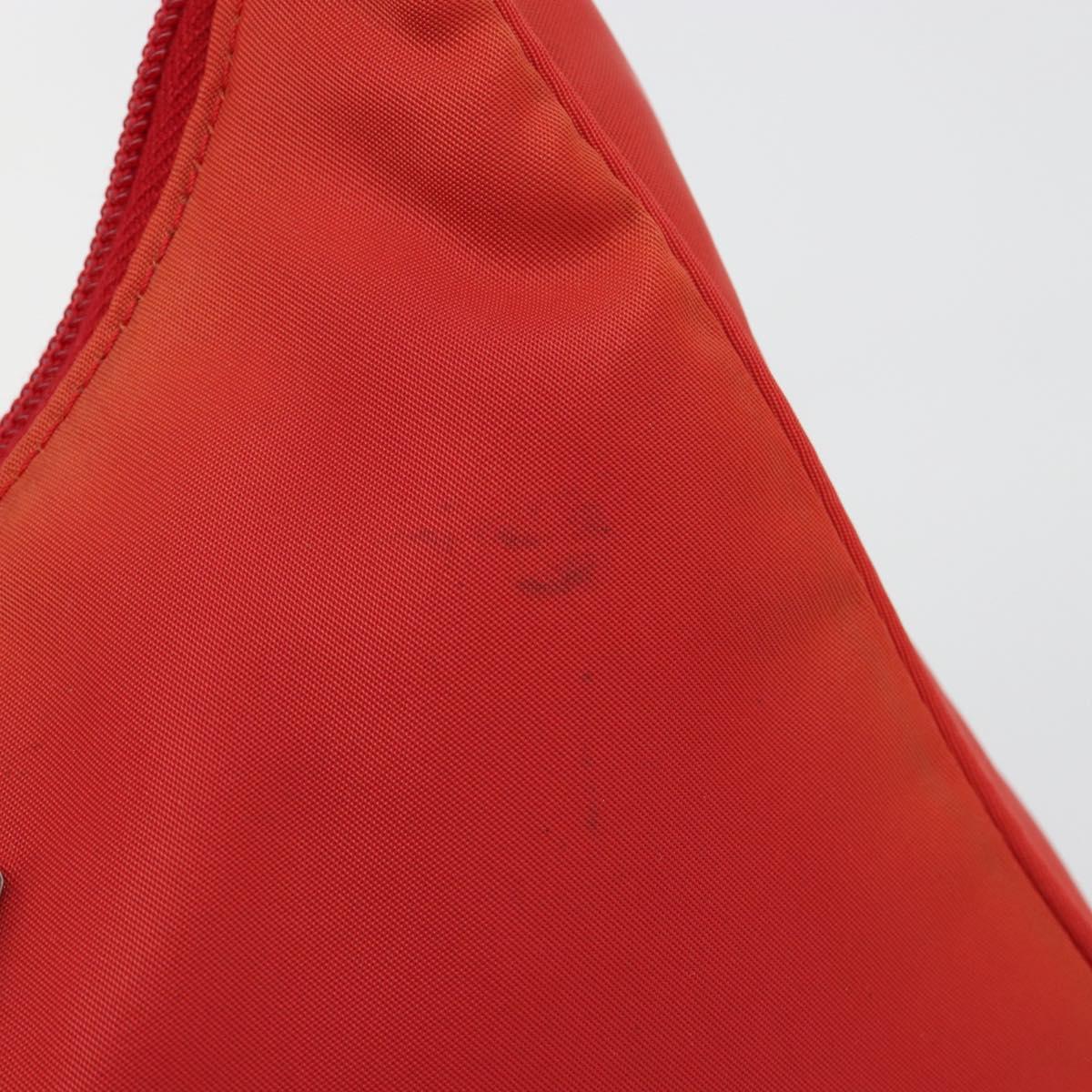 PRADA Hand Pouch Nylon Red Silver Auth 184627A