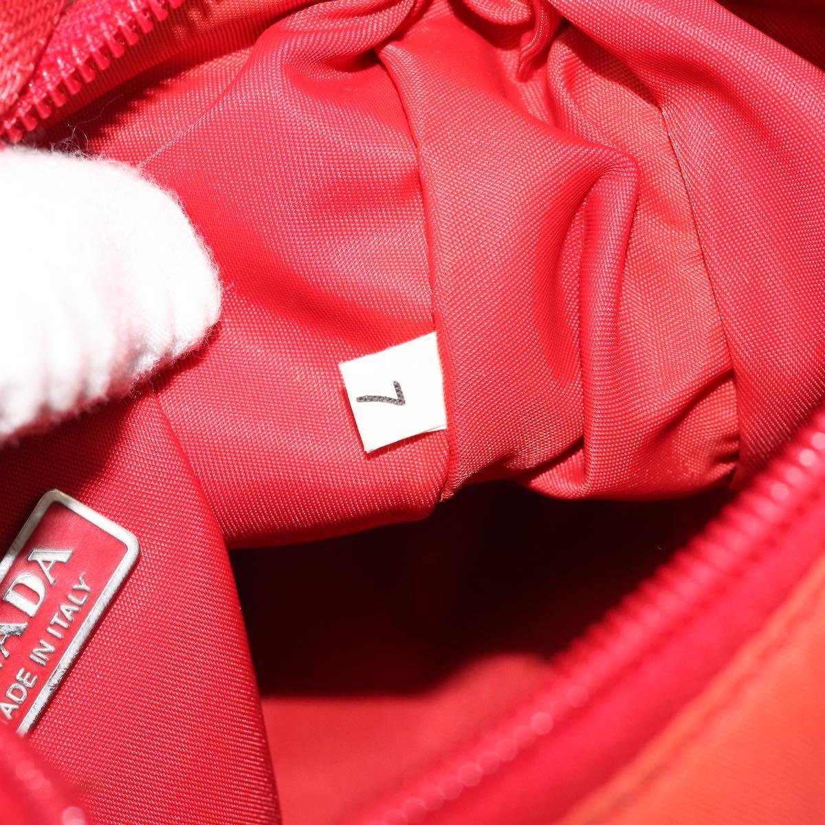 PRADA Hand Pouch Nylon Red Silver Auth 184627A