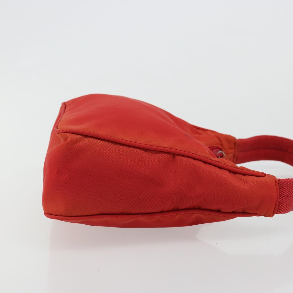 PRADA Hand Pouch Nylon Red Silver Auth 184627A