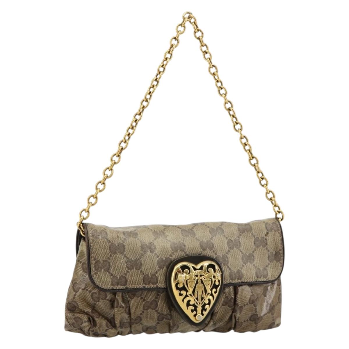 GUCCI GG Crystal Histeria Bag Coated Canvas Beige Gold 208710 Auth 184629
