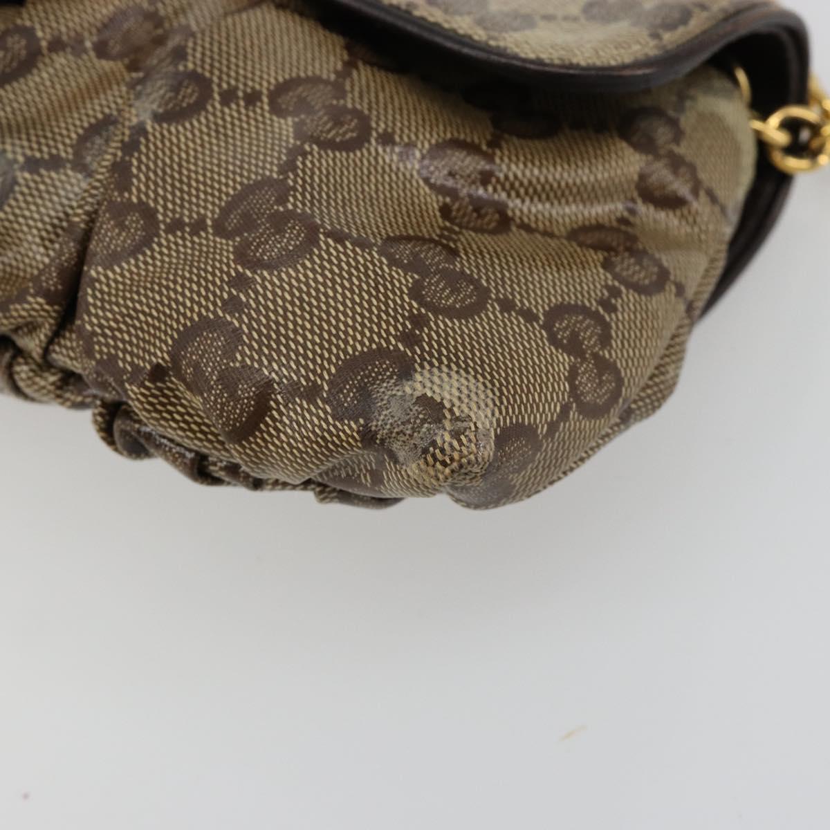 GUCCI GG Crystal Histeria Bag Coated Canvas Beige Gold 208710 Auth 184629