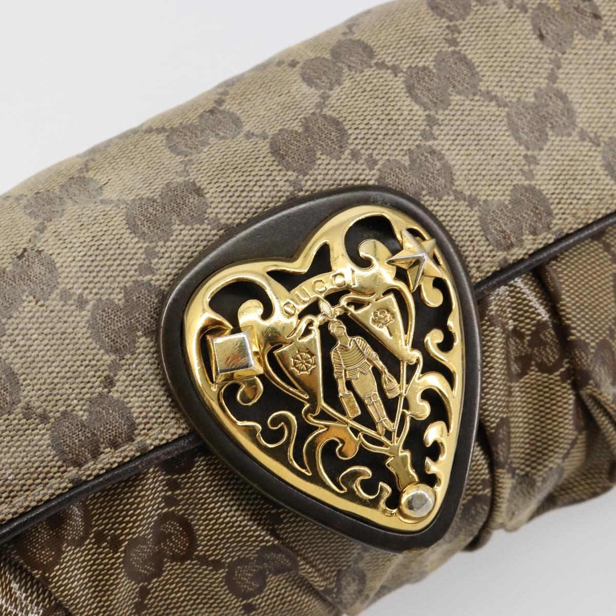 GUCCI GG Crystal Histeria Bag Coated Canvas Beige Gold 208710 Auth 184629