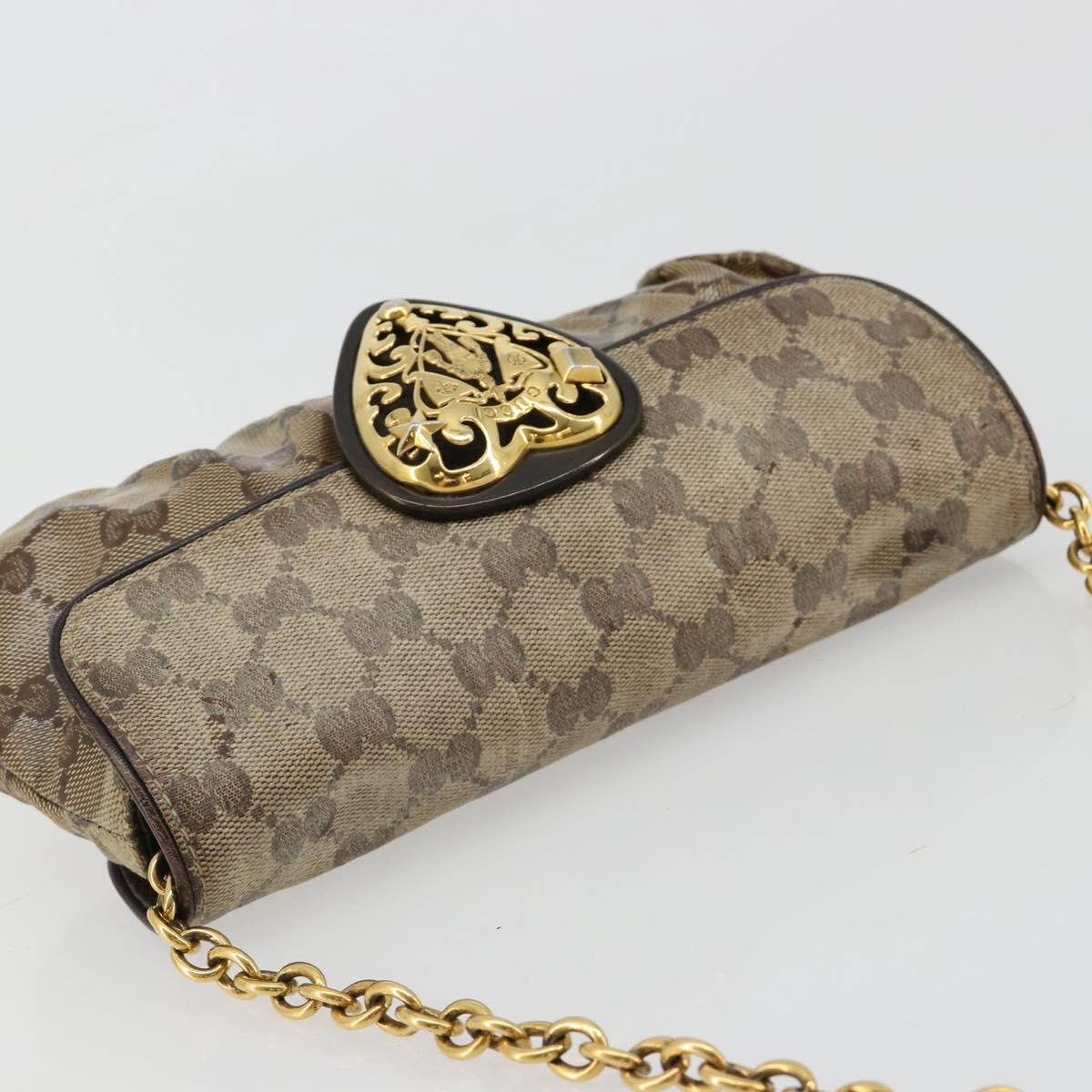 GUCCI GG Crystal Histeria Bag Coated Canvas Beige Gold 208710 Auth 184629