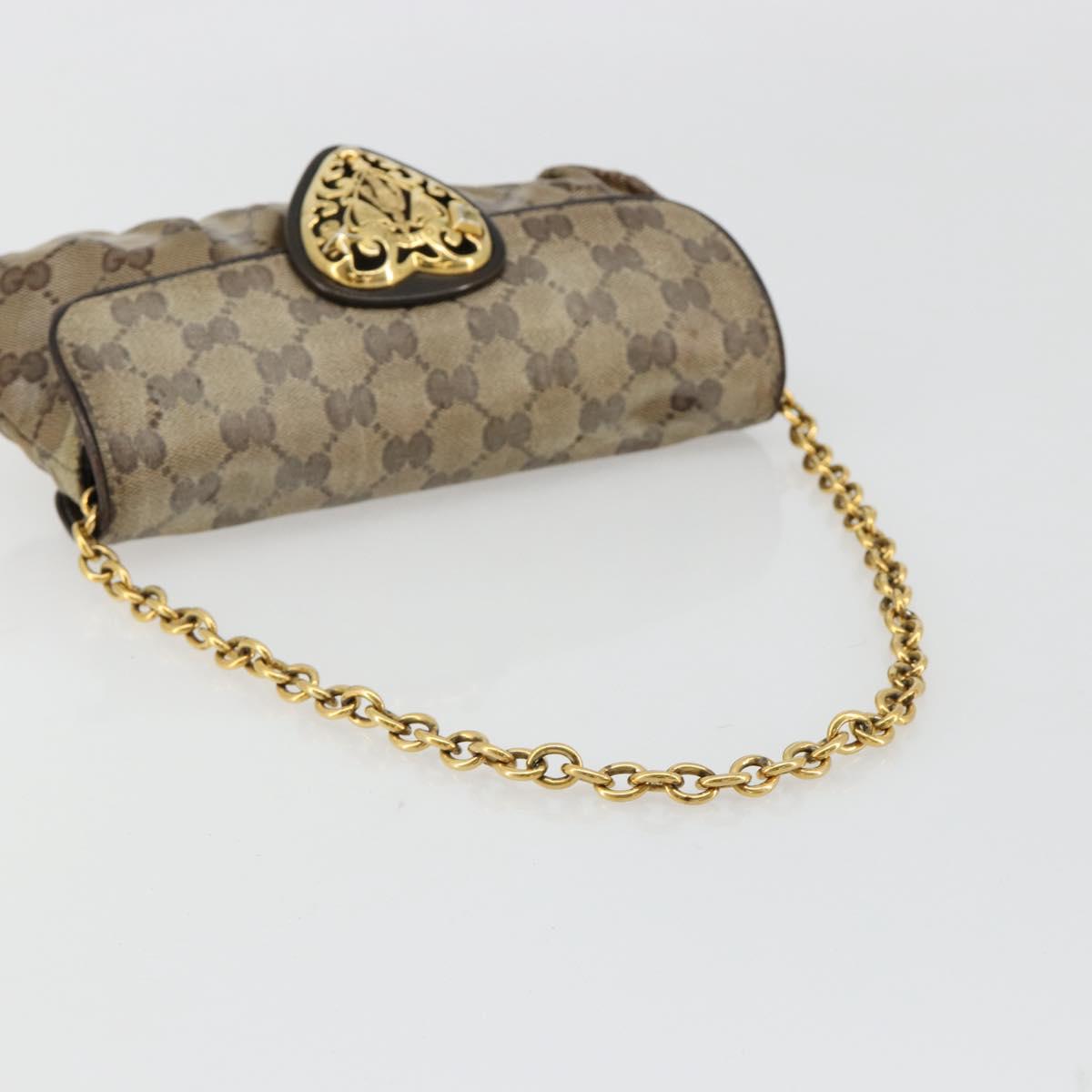 GUCCI GG Crystal Histeria Bag Coated Canvas Beige Gold 208710 Auth 184629