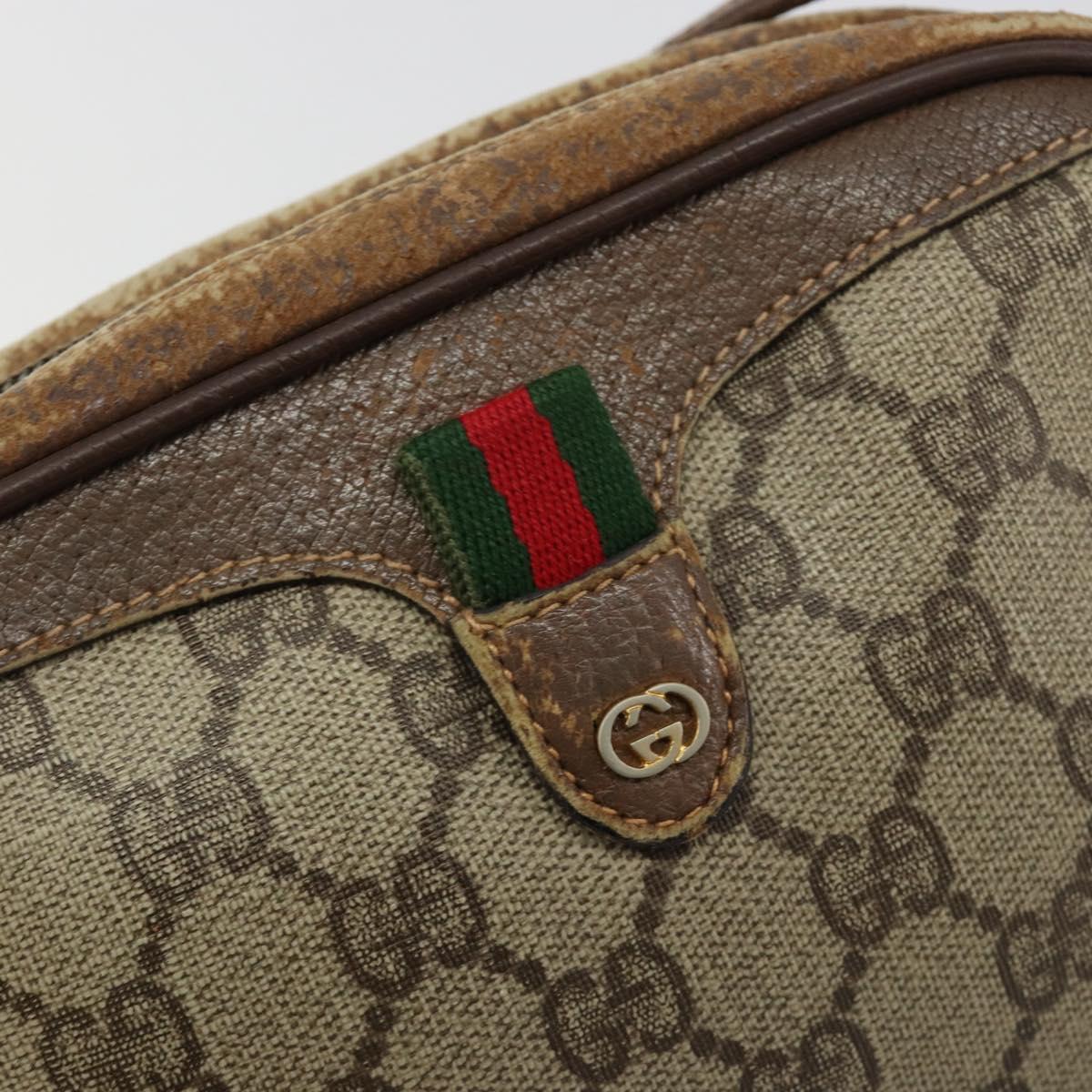 GUCCI GG Supreme Web Sherry Line Bag PVC Beige Red 007 58 6112 9411 Auth 184630