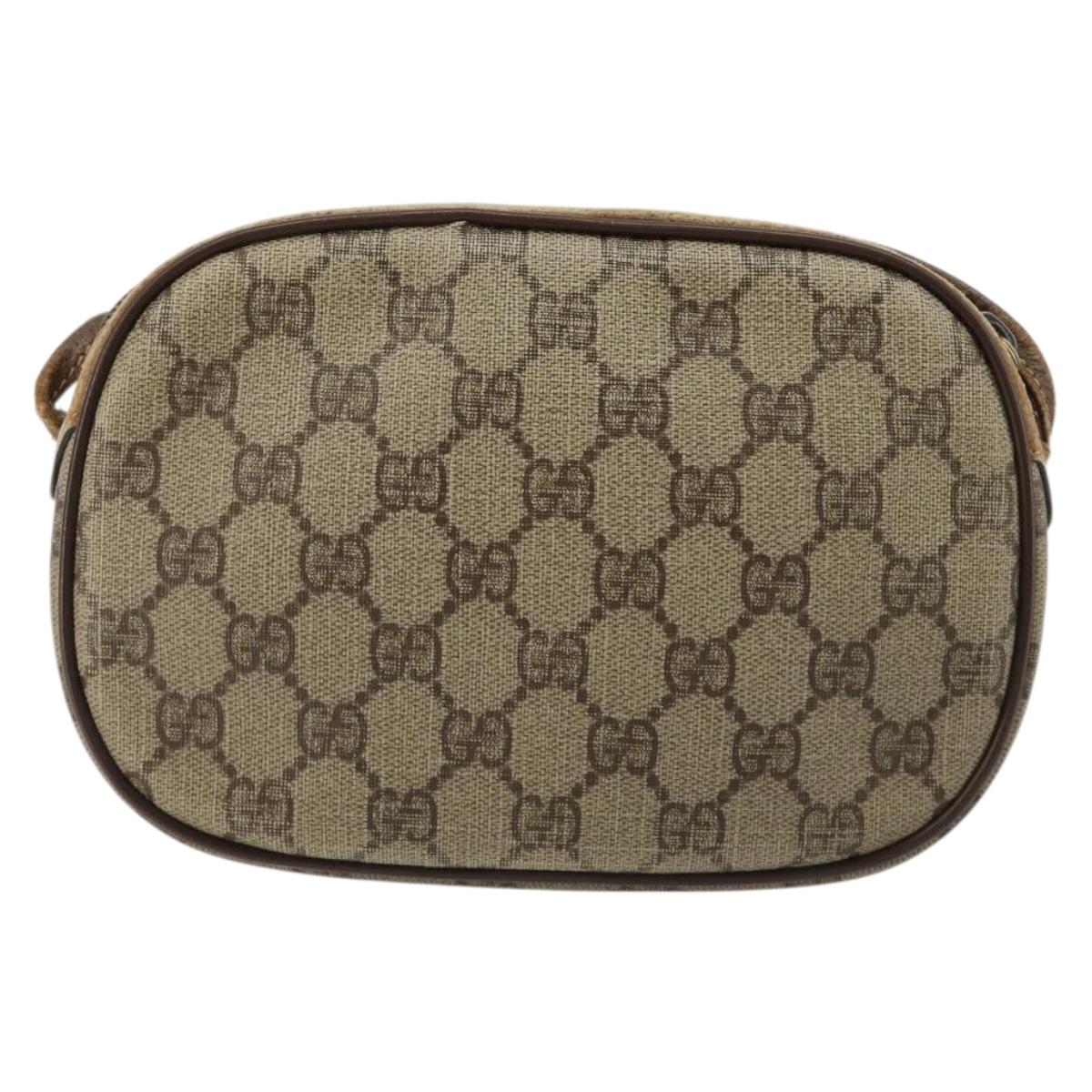 GUCCI GG Supreme Web Sherry Line Bag PVC Beige Red 007 58 6112 9411 Auth 184630