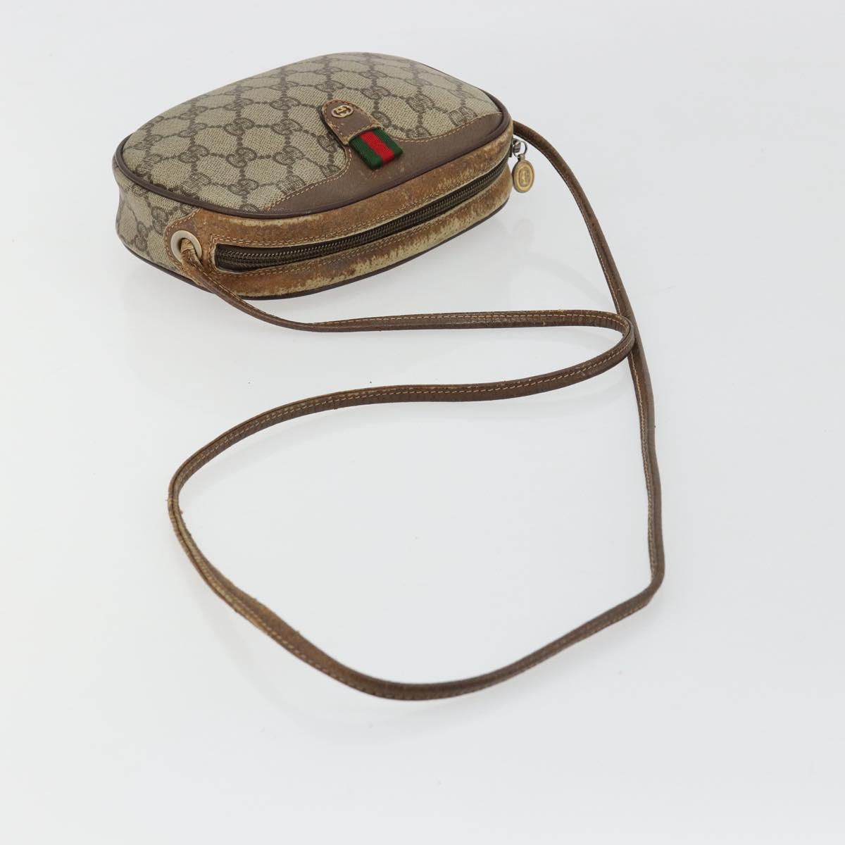 GUCCI GG Supreme Web Sherry Line Bag PVC Beige Red 007 58 6112 9411 Auth 184630
