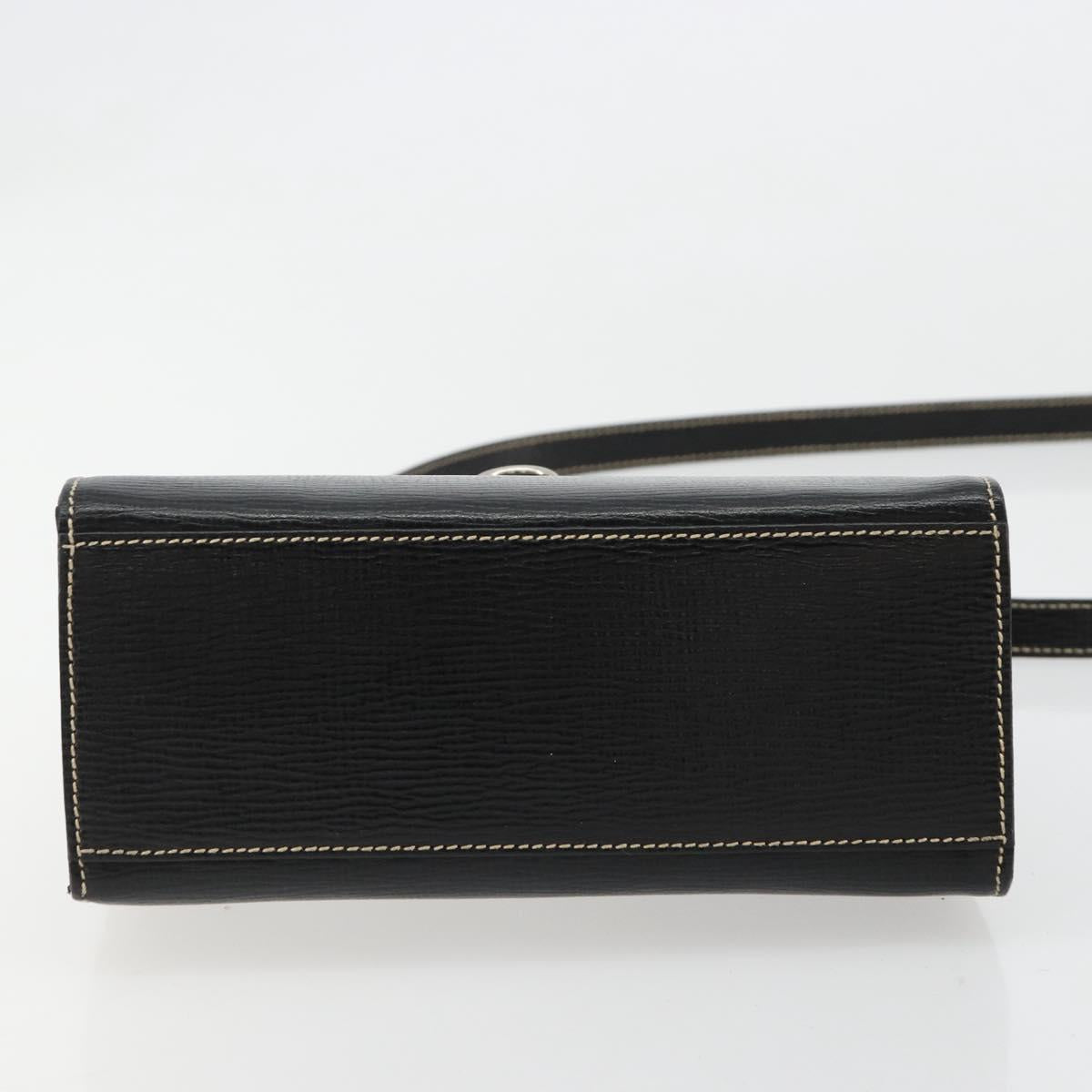 CELINE Hand Bag Leather 2way Black Gold Auth 184631A