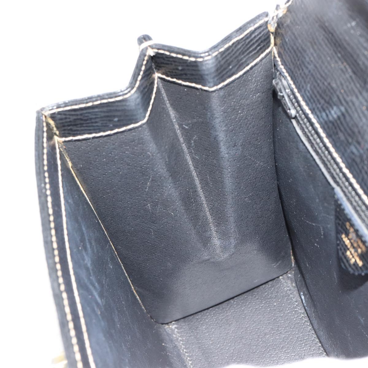 CELINE Hand Bag Leather 2way Black Gold Auth 184631A