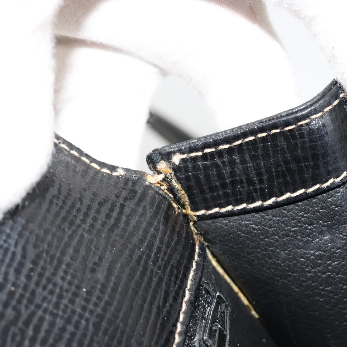 CELINE Hand Bag Leather 2way Black Gold Auth 184631A