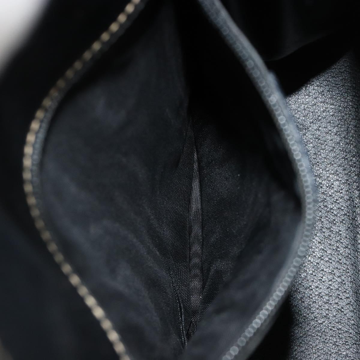 CELINE Hand Bag Leather 2way Black Gold Auth 184631A