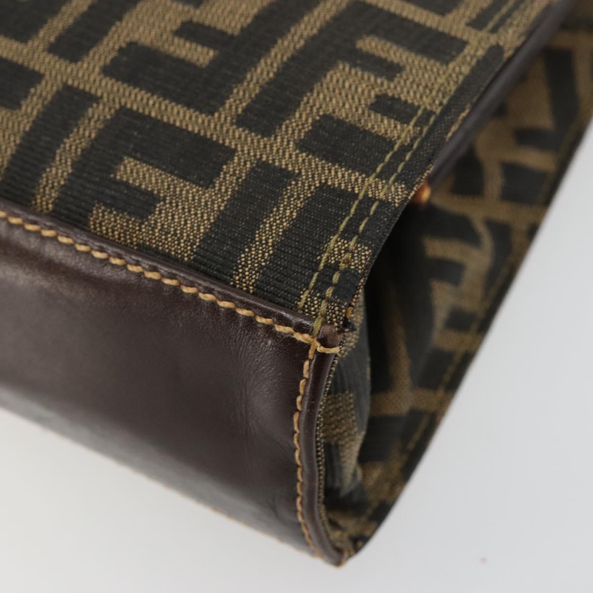 FENDI Zucca Canvas Tote Bag Black Brown gold Auth 184633A