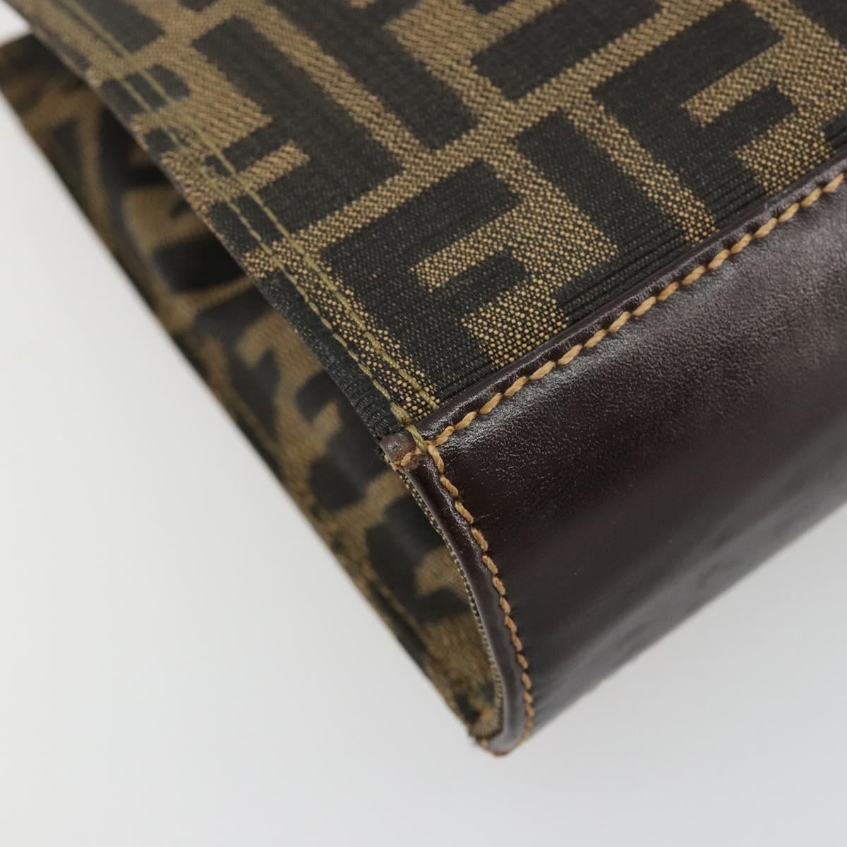 FENDI Zucca Canvas Tote Bag Black Brown gold Auth 184633A