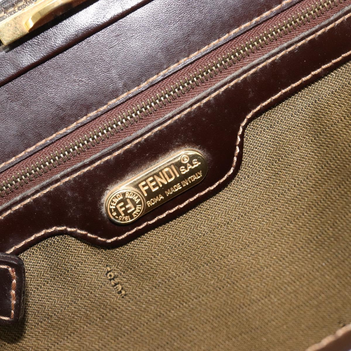 FENDI Zucca Canvas Tote Bag Black Brown gold Auth 184633A