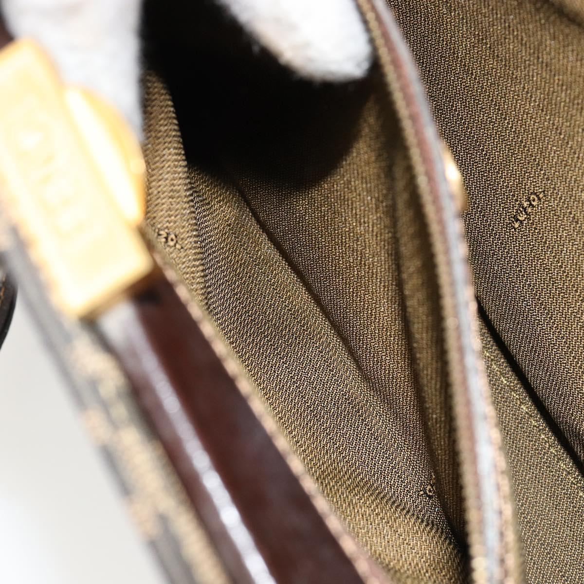 FENDI Zucca Canvas Tote Bag Black Brown gold Auth 184633A