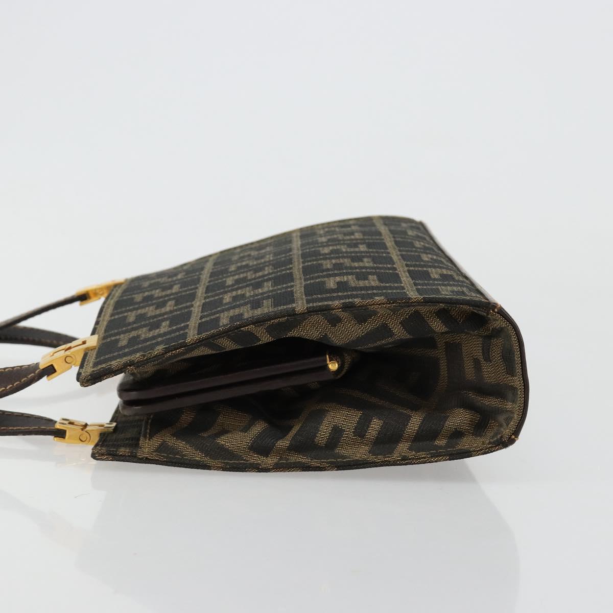 FENDI Zucca Canvas Tote Bag Black Brown gold Auth 184633A