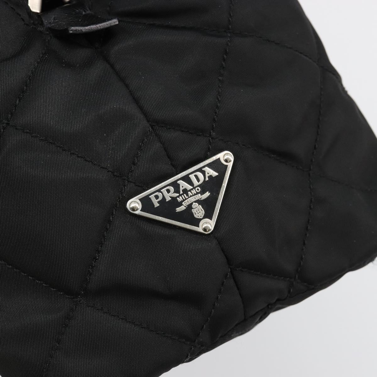 PRADA Chain Shoulder Bag Nylon Black Silver Auth 184635V