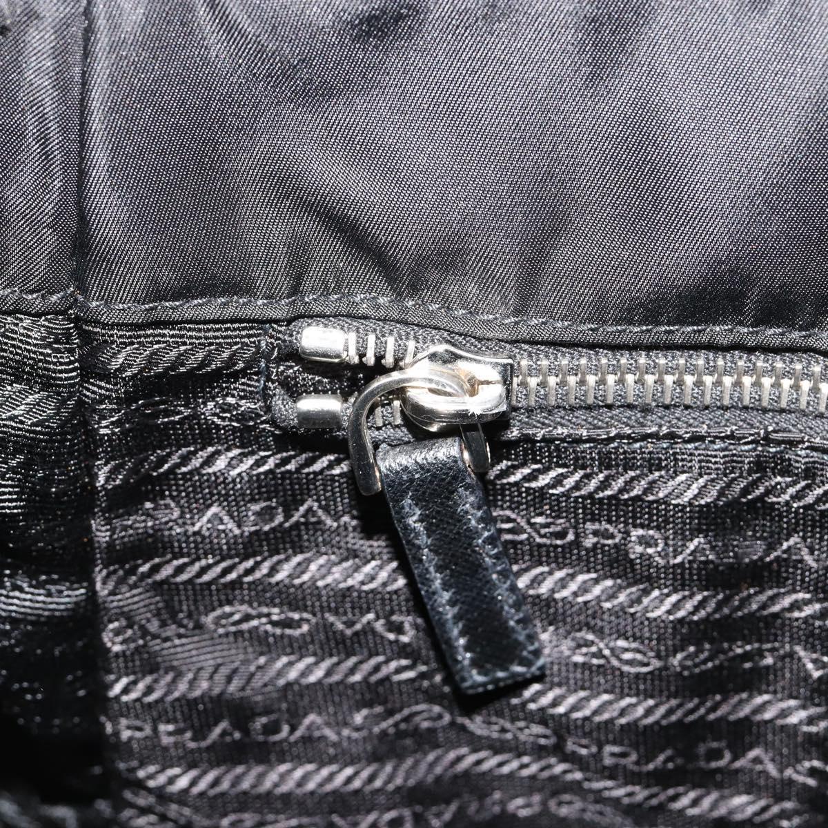 PRADA Chain Shoulder Bag Nylon Black Silver Auth 184635V
