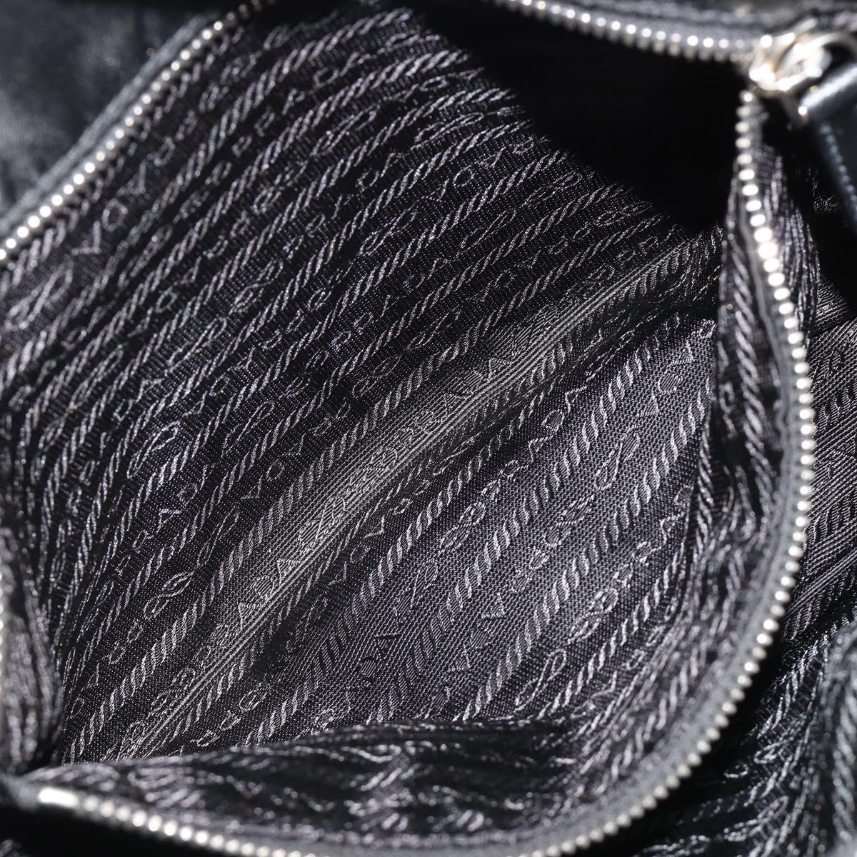 PRADA Chain Shoulder Bag Nylon Black Silver Auth 184635V