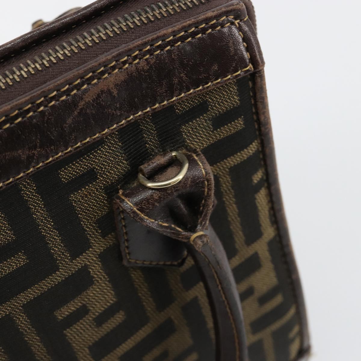 FENDI Zucca Canvas Hand Bag 2way Black Brown gold Auth 184637