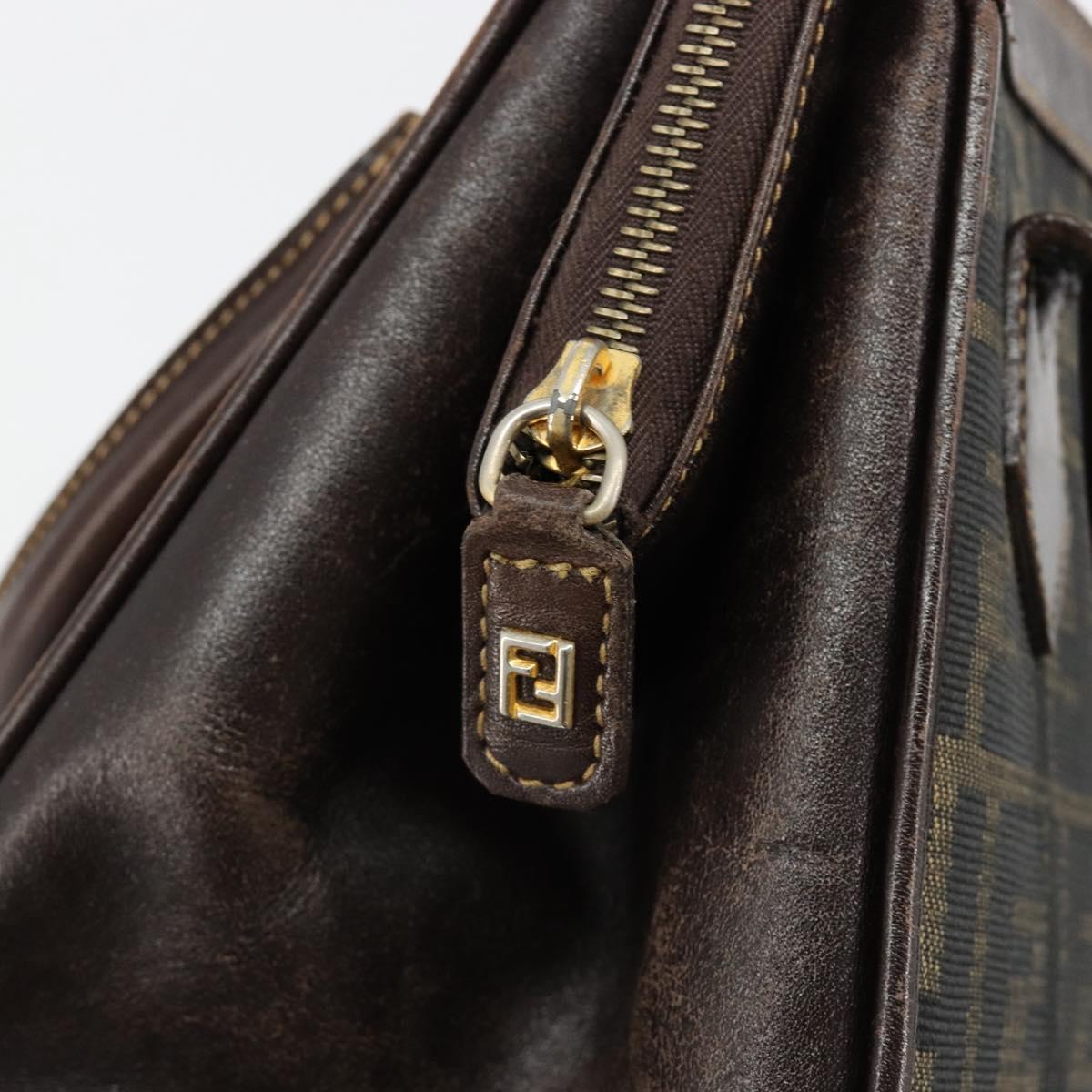 FENDI Zucca Canvas Hand Bag 2way Black Brown gold Auth 184637